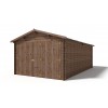 Garage en bois - 21m2 - 3,50x6m - imprégnée - Ep. 28mm - couleur: marron