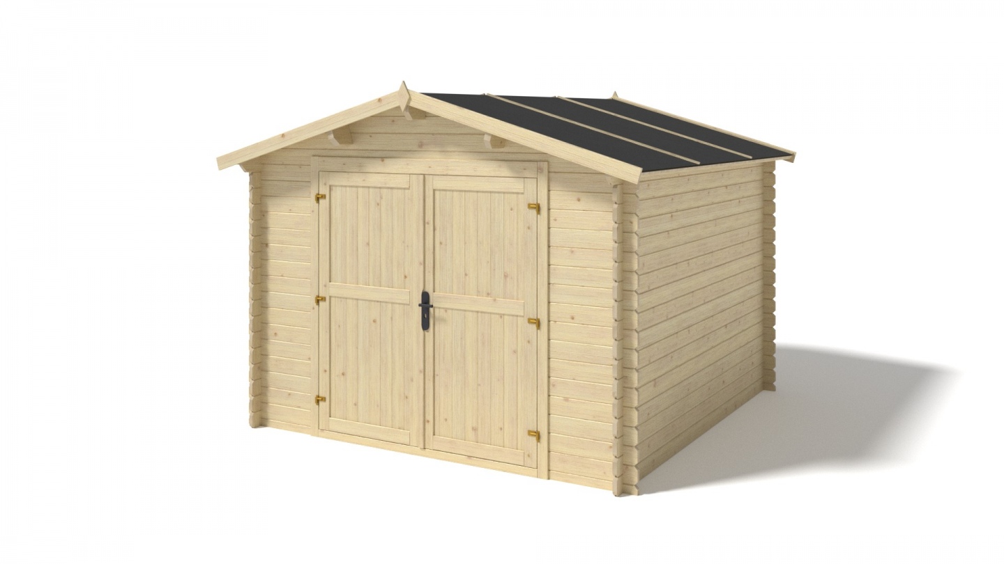 Caseta de madera maciza 19,8m² PLUS 28mm tratada y pintada de marrón Gardy  Shelter