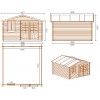 Abri de jardin en bois - 4x4 m - 24 m2 + terrasse avec balustrade et avant-toit en bois
