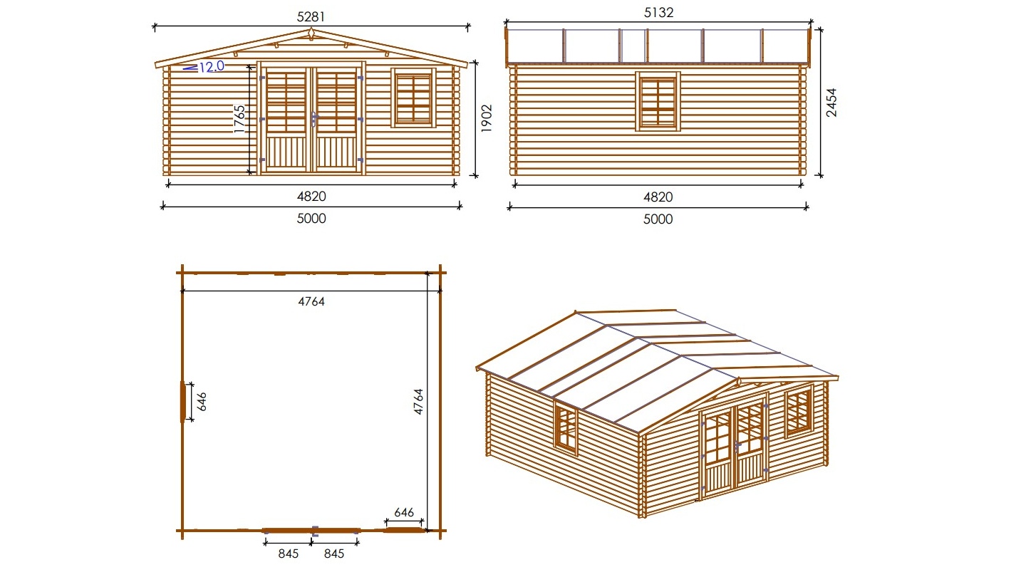 Abri de jardin bois traité ECO 19.80 m² - 28 mm