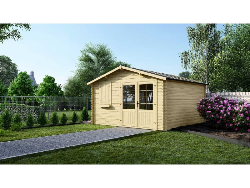Gartenhaus, Gerätehaus 16m2 - Größe: 4x4m - 28 mm Wandstärke - Farbe: Holz - inklusive Montagematerial
