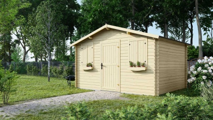 Gartenhaus, Gerätehaus 12m2 - Größe: 4x3m - 28 mm Wandstärke - Farbe: Holz - inklusive Montagematerial