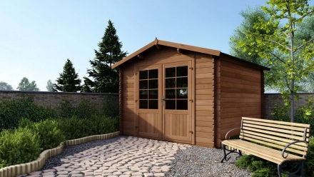 Casetta da giardino in legno - 9m2 - 3x3m - impregnata - 28mm - colore: marrone