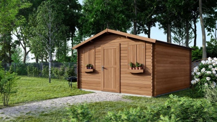 Casetta da giardino in legno - 16m2 - 4x4m - impregnata - 28mm - colore: marrone