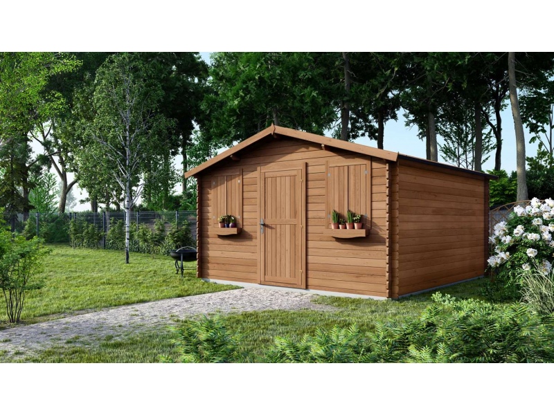 Wooden garden house 16 m2 - 4x4 m - 28 mm - Impregnated