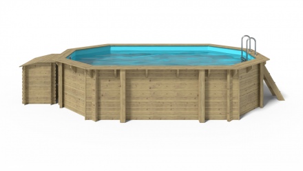 Wooden pool 5,60x3,70 - H.1,25 m - with filtration and cabinet for accessories