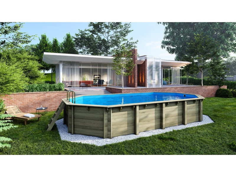 Piscina de madera 8,57x4,57 - H.1,31 m - Con filtración