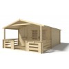 Casetta da giardino in legno con veranda e tettoia - 24m2 - 4x4m - 28mm - colore: naturale